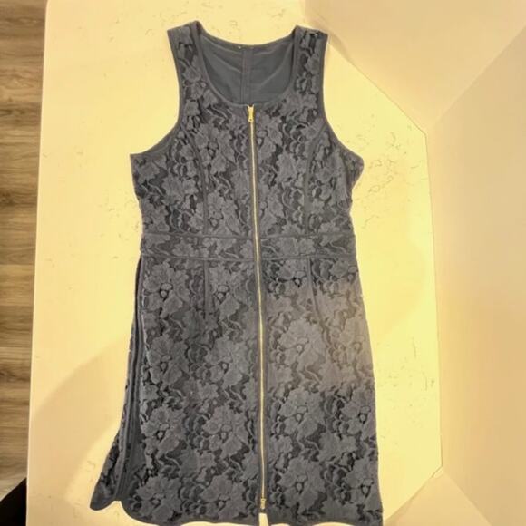 Donna Morgan Stunning Silk Lace Zip Navy Mini Shift Dress Sz 6 - Picture 14 of 15